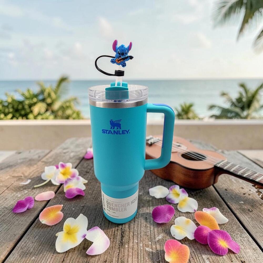 🚨STANLEY AQUA 40OZ STAINLESS STEEL TUMBLER WITH TOPPER BRAND NEW READY TO SHIP!